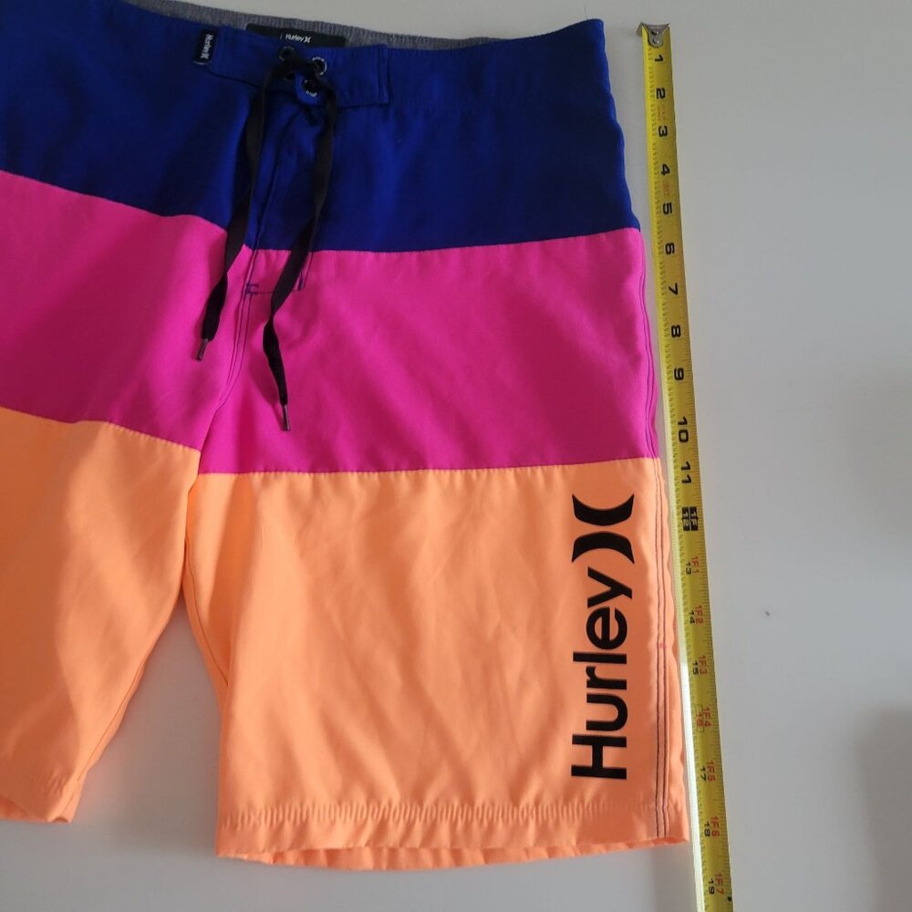 Hurley Boys' Multi-Color Swim Trunks Size 16/28 Bright Pink Orange Drawstring